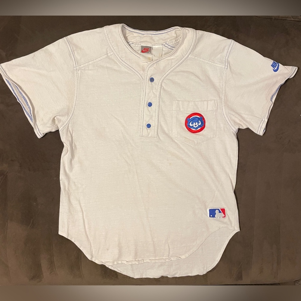 Vintage 90s Nike Chicago Cubs Chest Patch Back Patch White Jersey Size Medium
